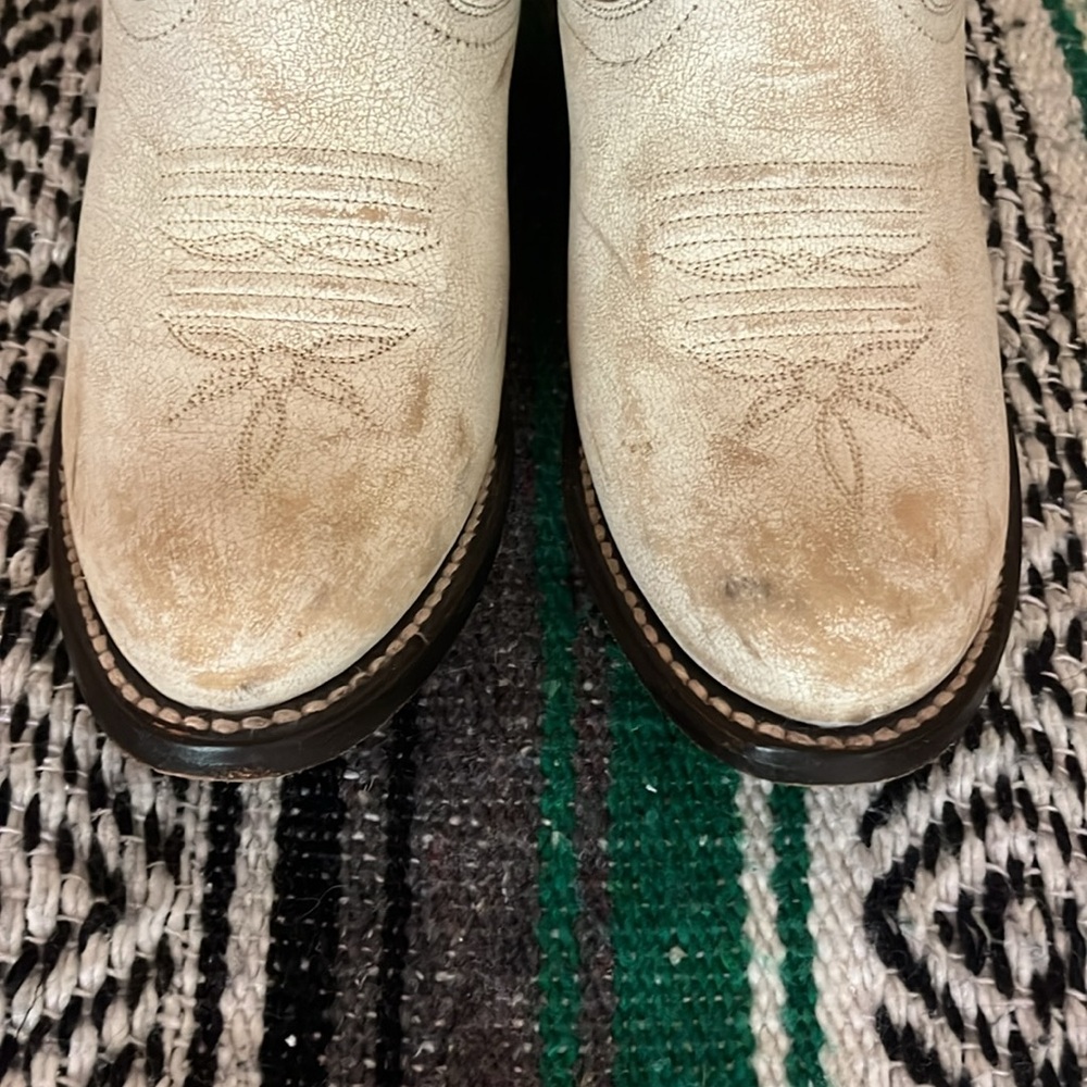 Dan Post cream and dark navy Leather Cowboy Boots ankle boots - Picture 5 of 16